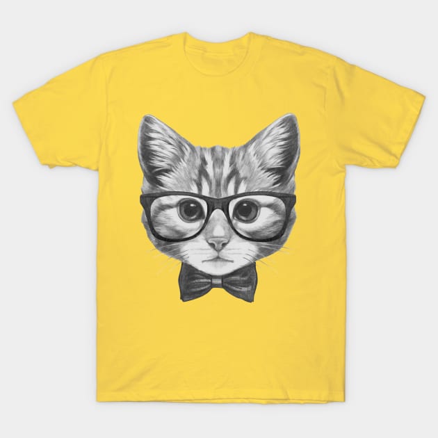 Cat with glasses and bow tie T-Shirt by AnimalsFashion